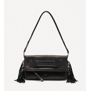 ZOE – Handtas in zwart schapenvachtleer.