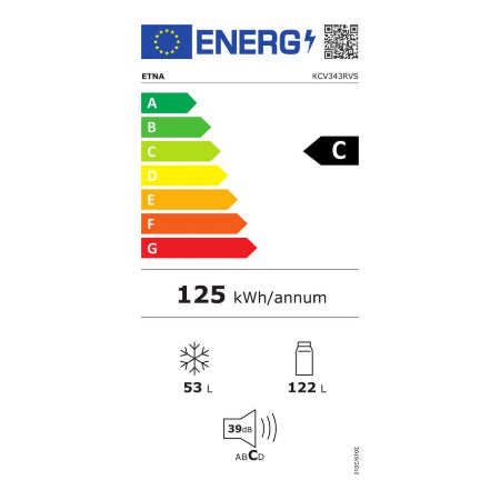 ETNA koelkast KCV343RVS - RVS - Heldere LED verlichting