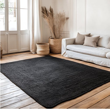 Jute vloerkleed rechthoek antraciet/zwart 200x290cm