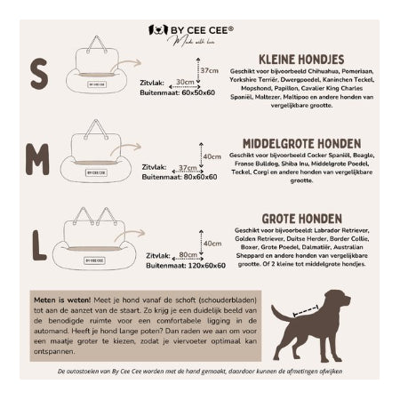 By Cee Cee - Hondenmand Guus voor Auto - Maat S