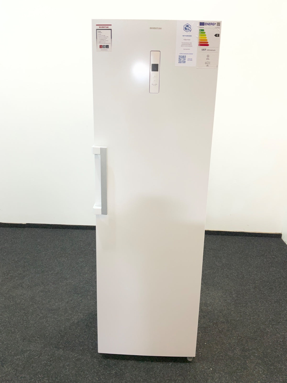 Inventum VR1850W No Frost kastmodel vriezer energiezuinig - 272 liter - 185 cm hoog - Supervriezen - Superkoelen - Energielabel C - Ledverlichting - Geschikt voor garage tot -15°C - Diepvrieskast - Vrijstaand - 8 lades/vakken - Wit