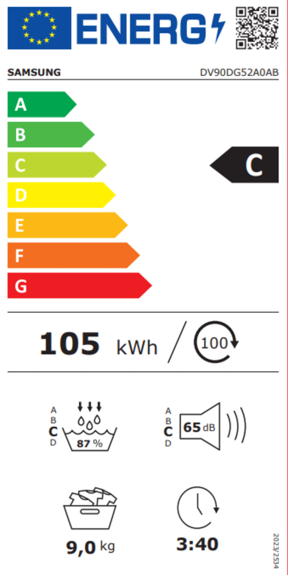 Samsung Warmtepompdroger DV90DG52A0ABEN - 9kg - Zwart - NL/FR