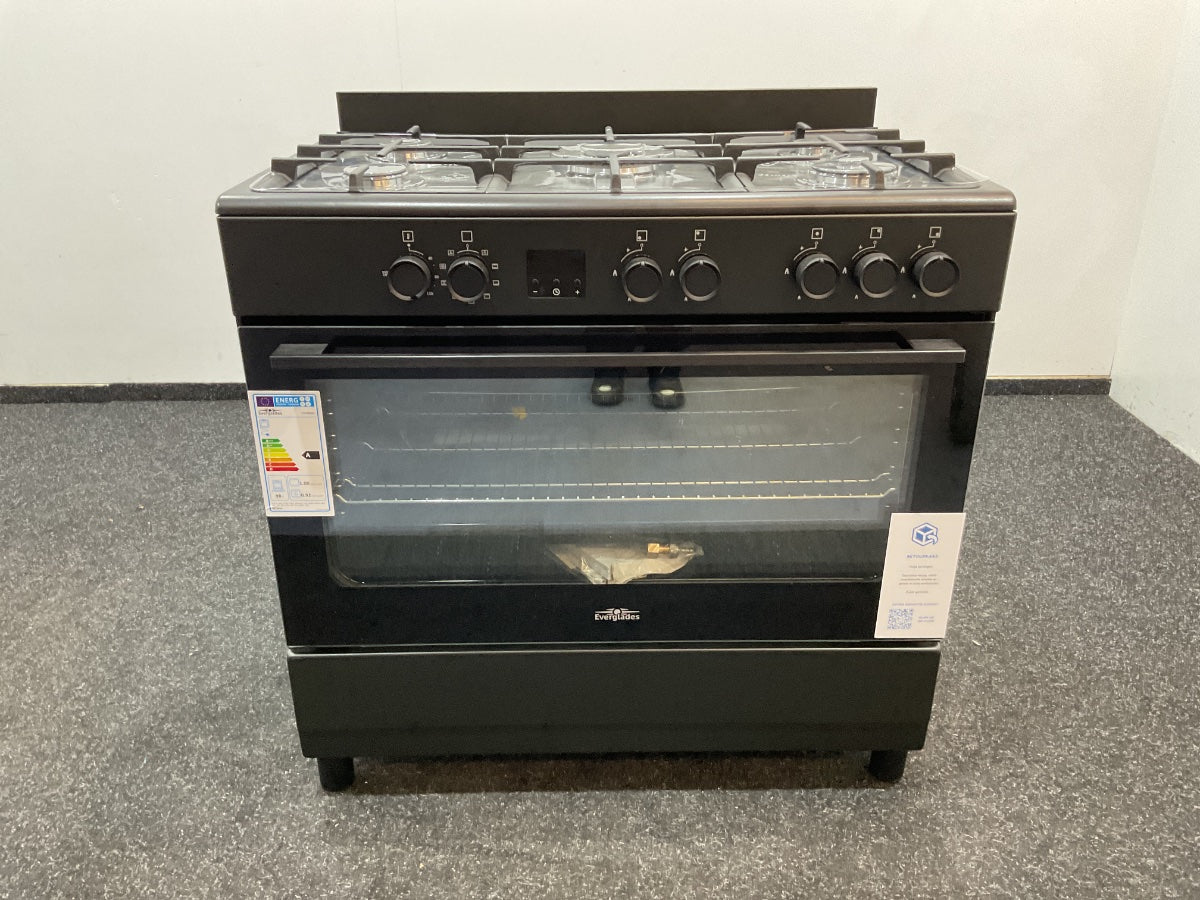 Everglades gasfornuis EVCK9020 - Mat Zwart - 90cm
