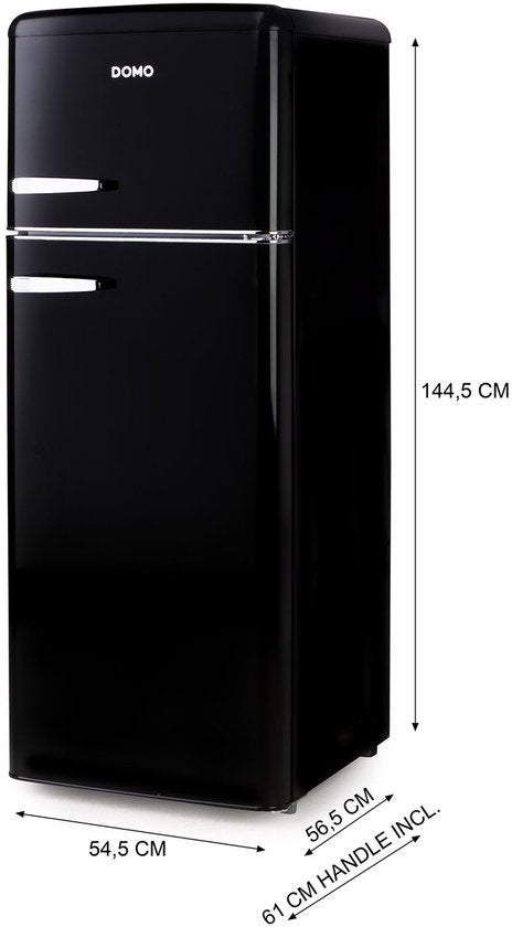 Domo DO91704R Retro Koelkast - Koelvriescombinatie - D - 206 L - Zwart