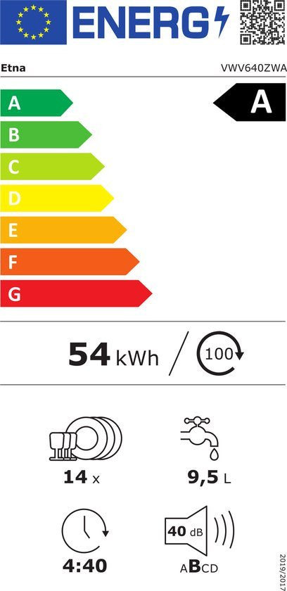 ETNA vaatwasser VWV640ZWA - Vrijstaand - Zwart - 60 cm