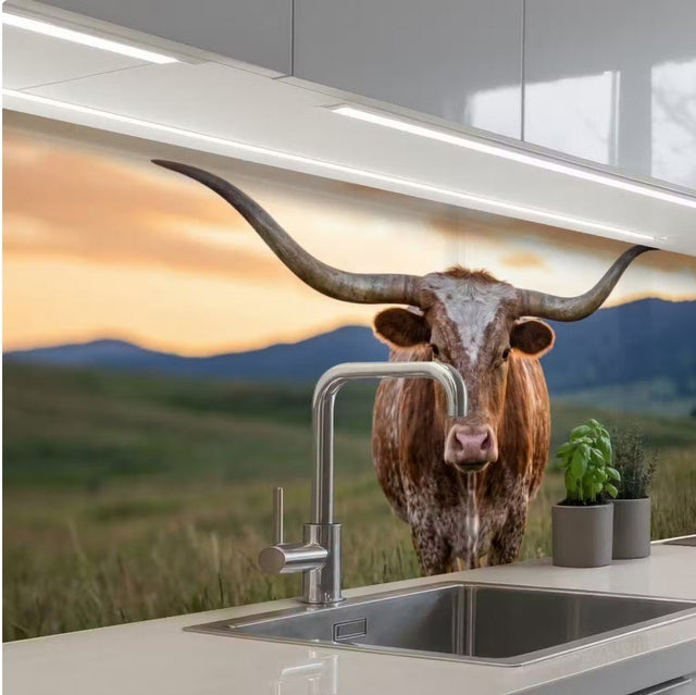 Keuken achterwand - Longhorn - Landschap - Zonsondergang