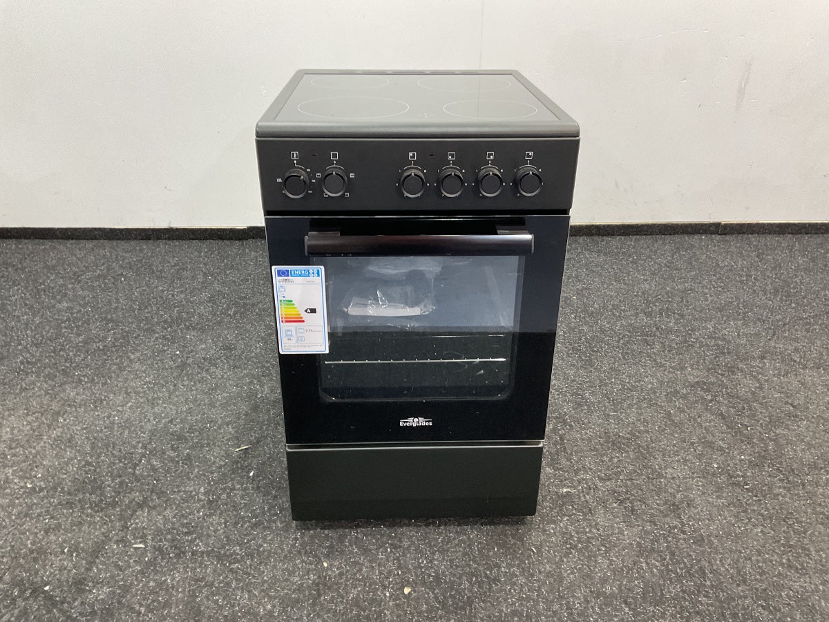 Everglades keramisch fornuis EVCK5120 - Mat Zwart - 50cm