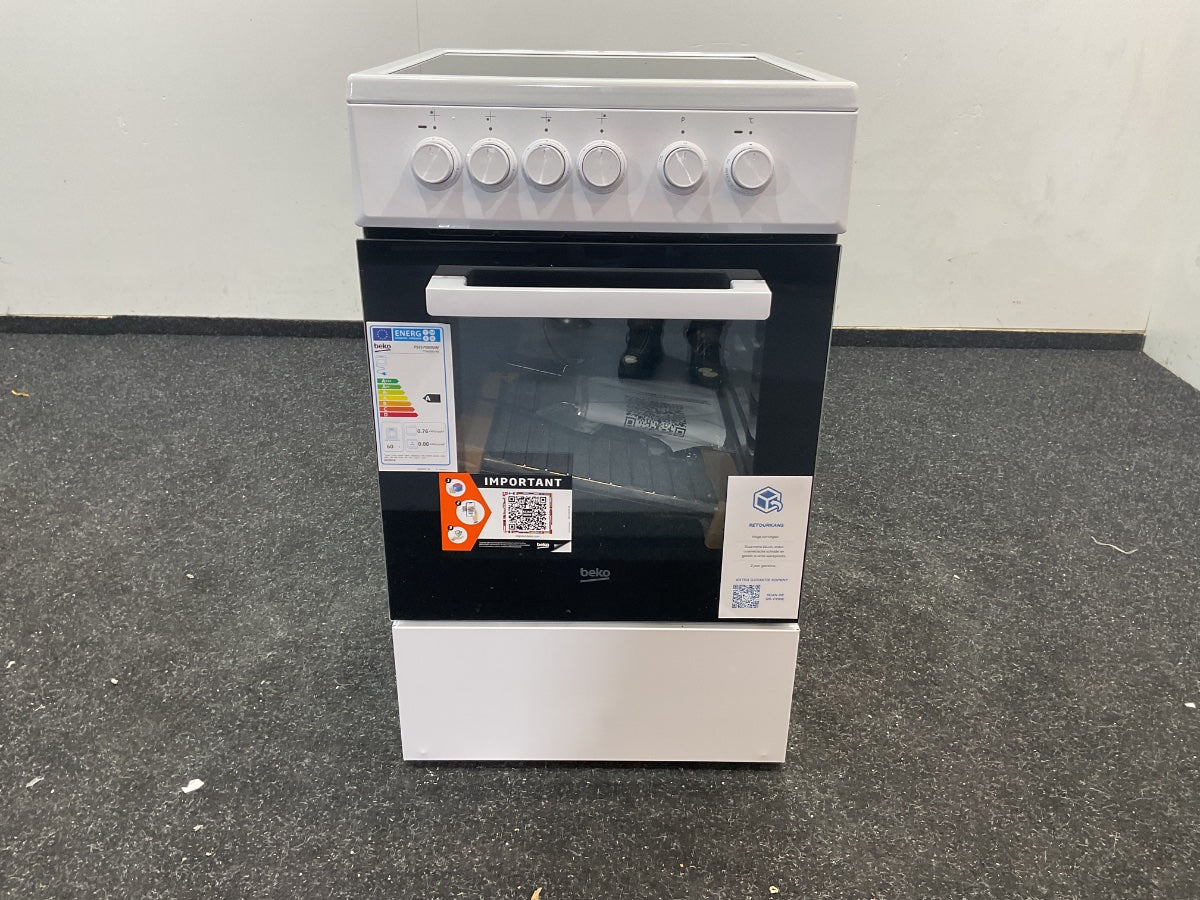Beko keramisch fornuis FSS57000GW - Wit/Zwart