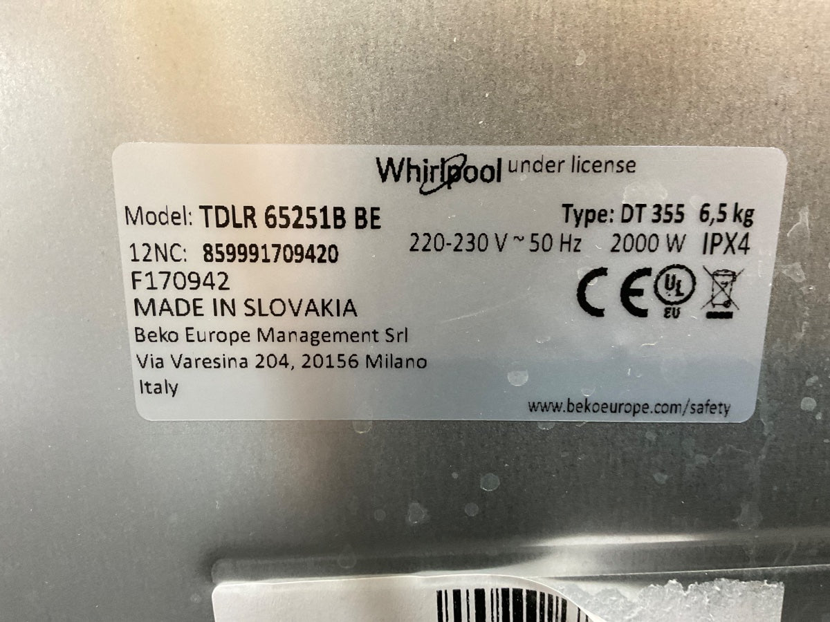 Whirlpool wasmachine TDLR 65251B BE - Bovenlader