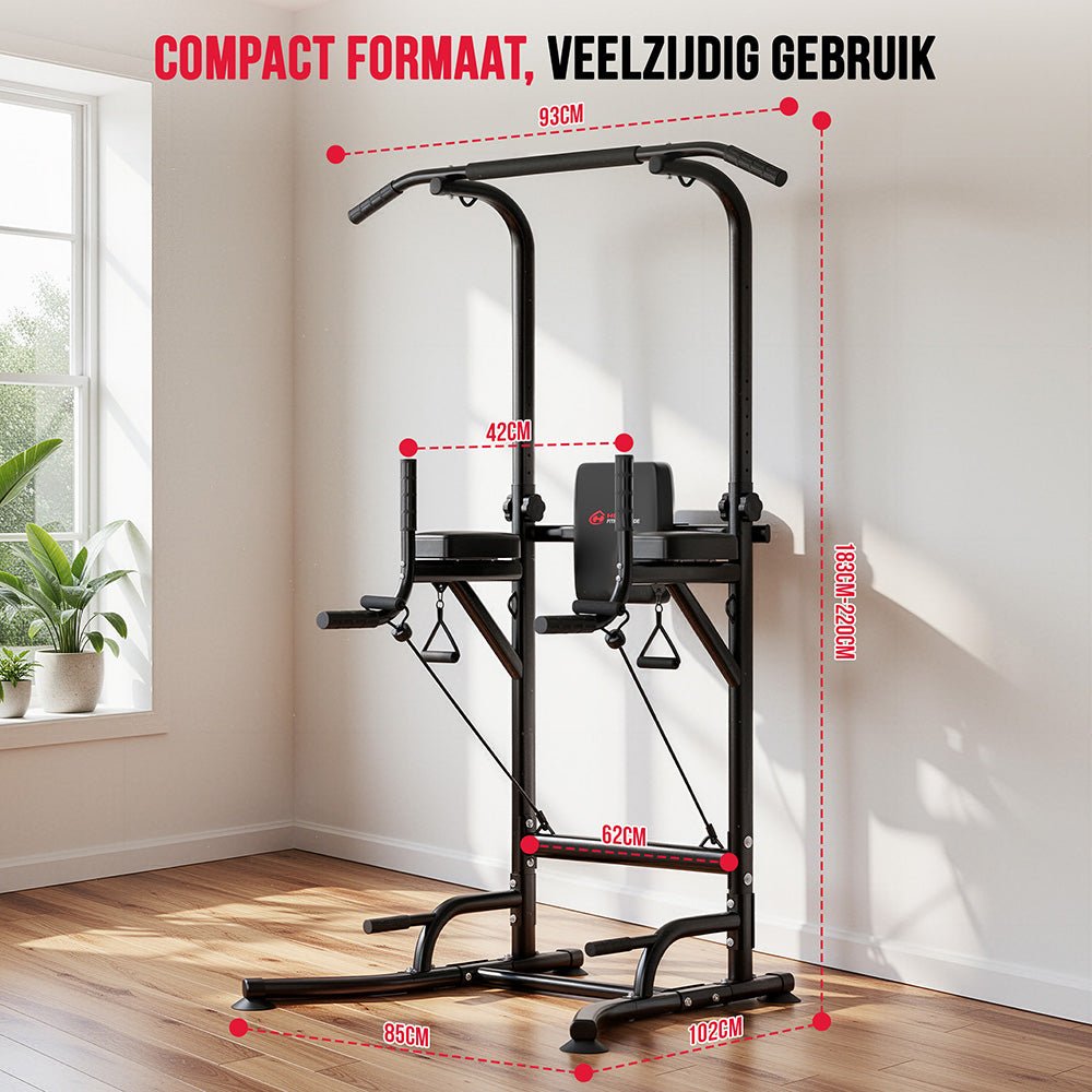 Fitness apparaat - Power Tower Dipstation A1 - met Weerstandsbanden