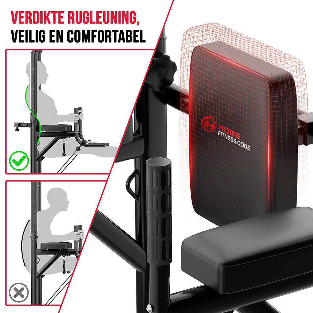 Fitness apparaat - Power Tower Dipstation A1 - met Weerstandsbanden
