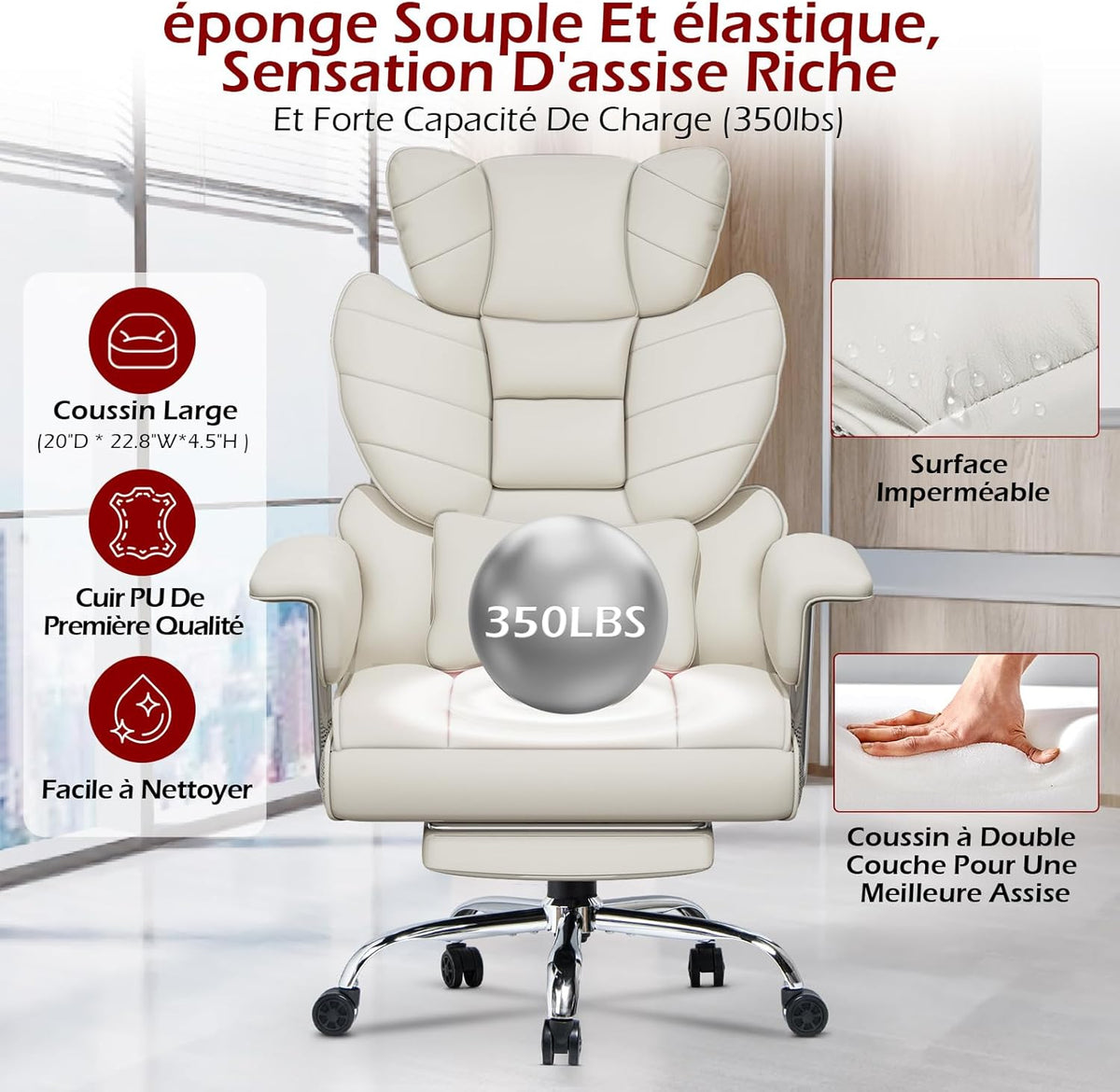 Rattantree Office Chair with Telescopic Footrest