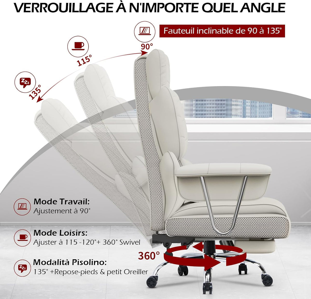 Rattantree Office Chair with Telescopic Footrest