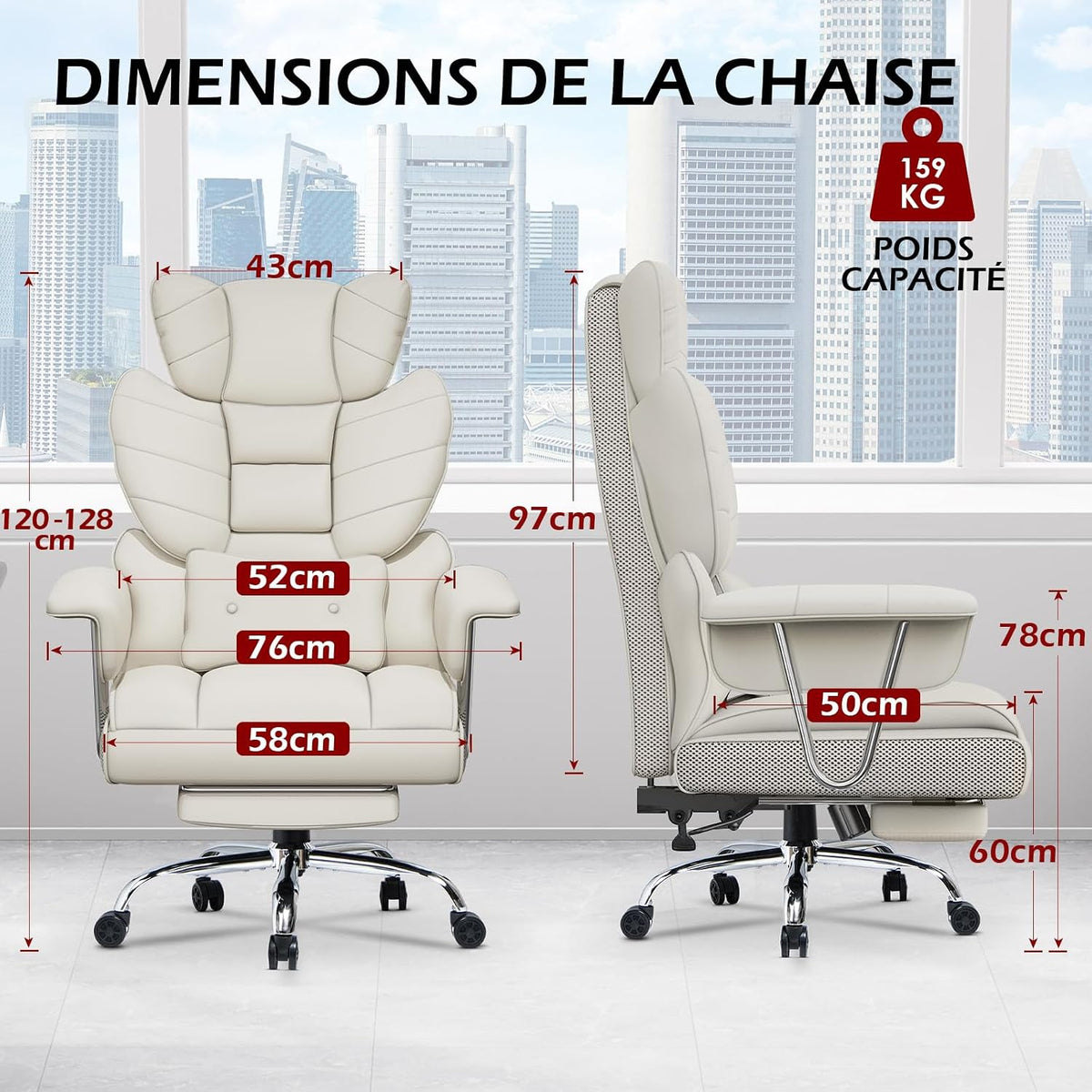Rattantree Office Chair with Telescopic Footrest