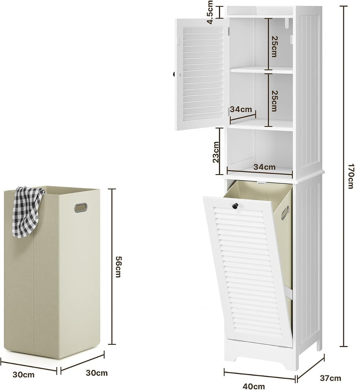 Xbro Badkamerkast Wit | 170 x 40 x 37 cm
