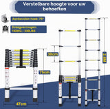 2.6M Aluminium Telescopische Ladder, Uitschuifbare Ladder
