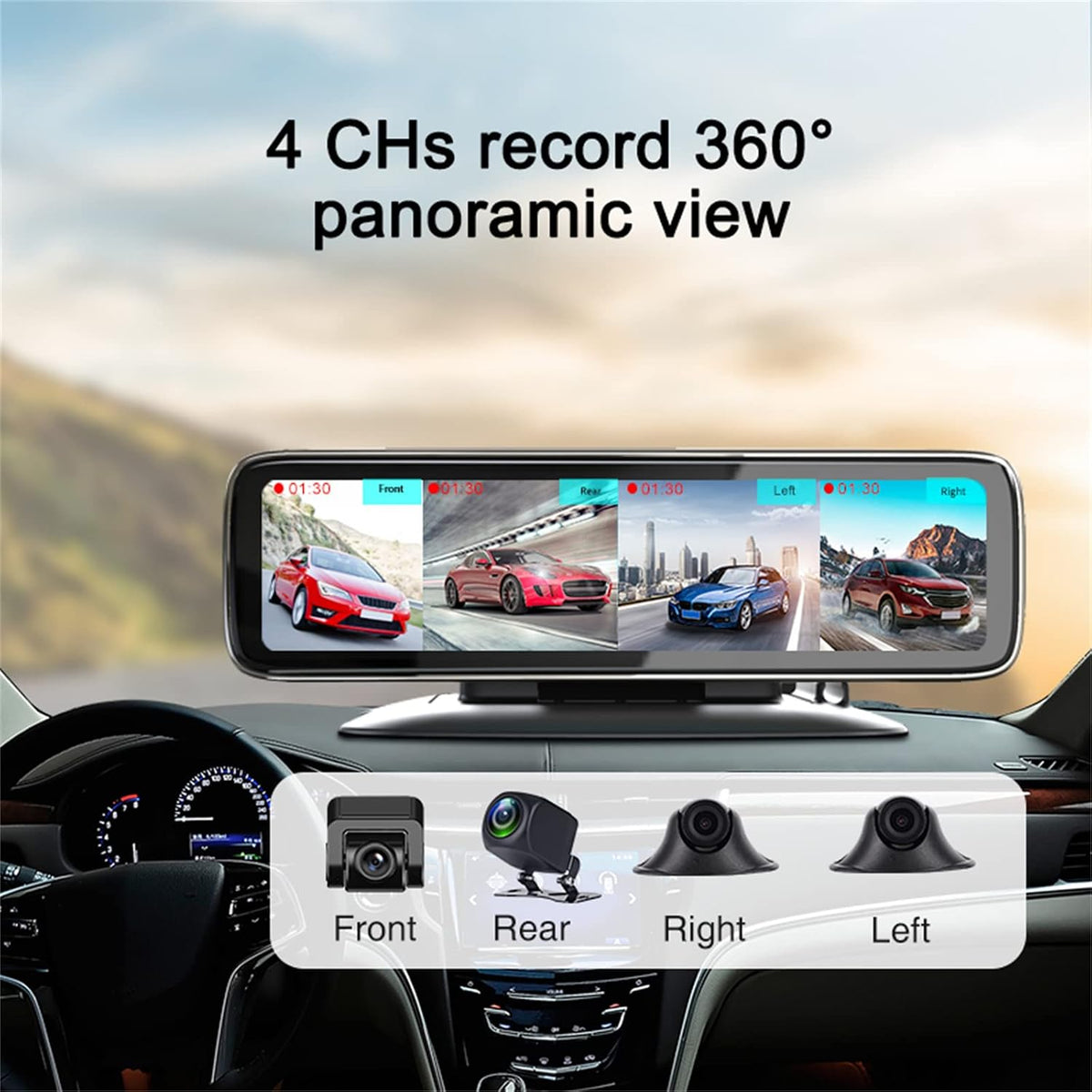 Dash Cam, 360 ° Panoramisch Dashboard Auto