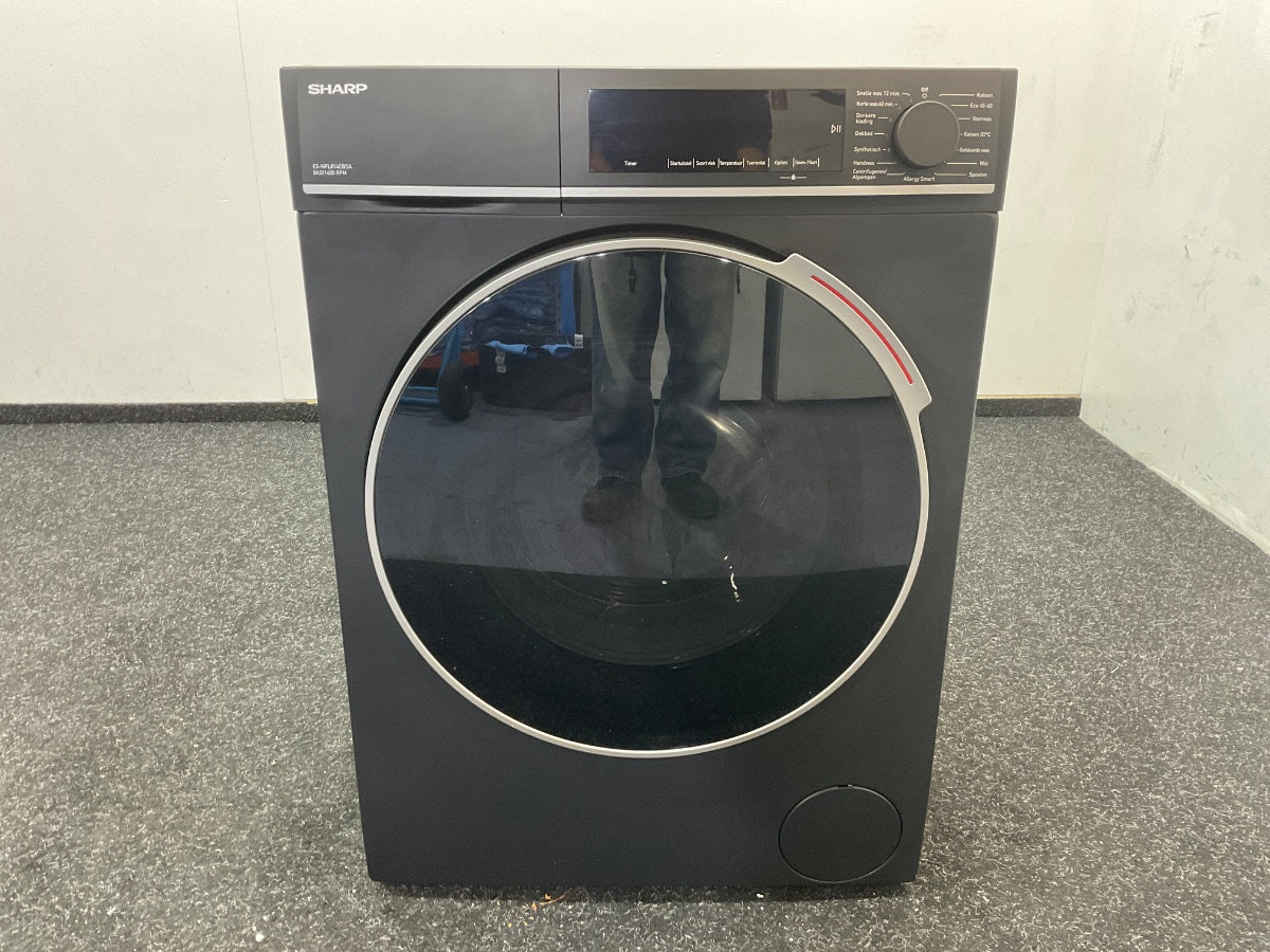 Sharp wasmachine ESNFL814CBDABX - 8kg - Mat Zwart