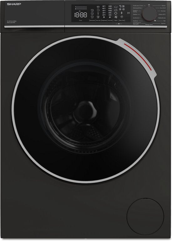 Sharp wasmachine ESNFL814CBDABX - 8kg - Mat Zwart