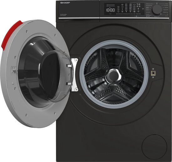 Sharp wasmachine ESNFL814CBDABX - 8kg - Mat Zwart