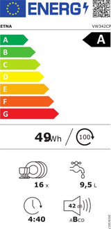 ETNA inbouwvaatwasser VW342CP - 16 couverts