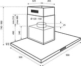 Inventum wandschouw afzuigkap AKB9005ZWA - 90cm - Zwart