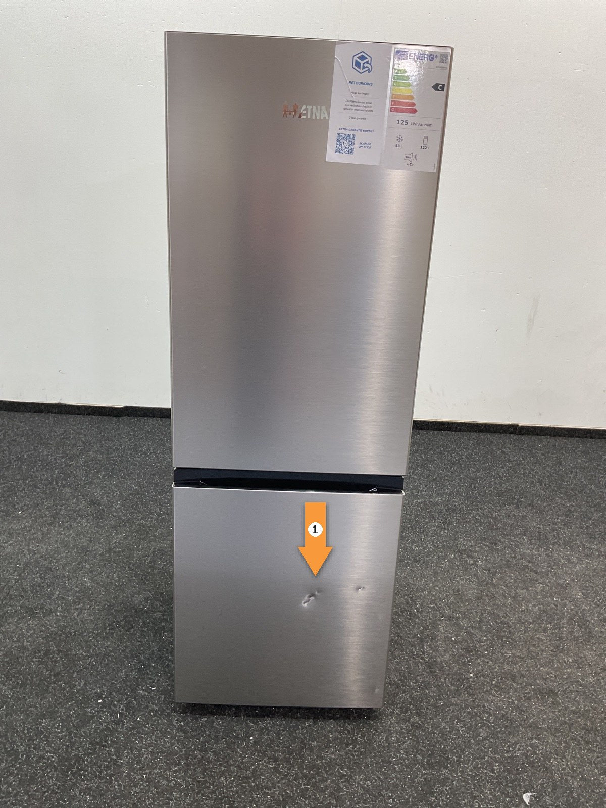 ETNA koelkast KCV343RVS - RVS 143cm