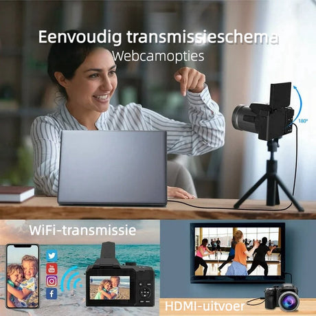 Digital Camera S200- 4K Vlogging Camera - 16X Zoom - Autofocus en PC-connectiviteit