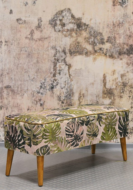 Mr M Monstera Bench, slaapkamerbank, gestoffeerde bank