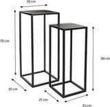 Mica Decorations Goa bijzettafel - Set van 2 - Metaal - Zwart