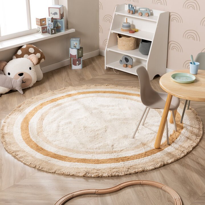 Little Olly Rond wasbaar kinderkleed - Milo Beige 120cm Ø