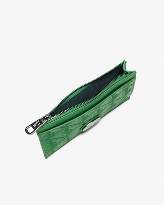 Lacoste - Heren Leren Kaartenhouder met Rits – Groen