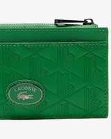 Lacoste - Heren Leren Kaartenhouder met Rits – Groen