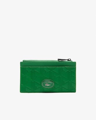 Lacoste - Heren Leren Kaartenhouder met Rits – Groen