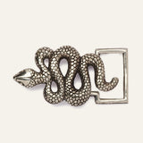 Claris Virot Mokka Belt Buckle Leather - Silvery Snake 