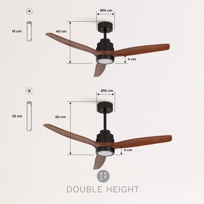 CREATE - Plafondventilator 40W silent Ø132 cm - Met Verlichting drie temperaturen - Met Afstandsbediening - 6 Snelheden - Timer - Zomer/Winter functie - Zwart - WIND STYLANCE