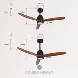 CREATE - Plafondventilator 40W silent Ø132 cm - Met Verlichting drie temperaturen - Met Afstandsbediening - 6 Snelheden - Timer - Zomer/Winter functie - Zwart - WIND STYLANCE