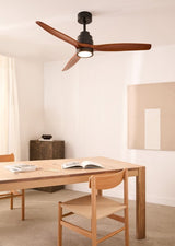 CREATE - Plafondventilator 40W silent Ø132 cm - Met Verlichting drie temperaturen - Met Afstandsbediening - 6 Snelheden - Timer - Zomer/Winter functie - Zwart - WIND STYLANCE