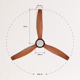 CREATE - Plafondventilator 40W silent Ø132 cm - Met Verlichting drie temperaturen - Met Afstandsbediening - 6 Snelheden - Timer - Zomer/Winter functie - Zwart - WIND STYLANCE