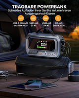 YaberAuto Starthulp powerbank met 160 psi compressor, 6500 A starter powerbank