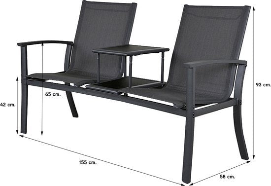 Tete-a-Tete aluminium tuinbank Felix - kleur antraciet
