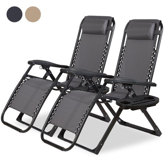 2x Novitaa Opvouwbare Ligstoelen Duoset - Grijs