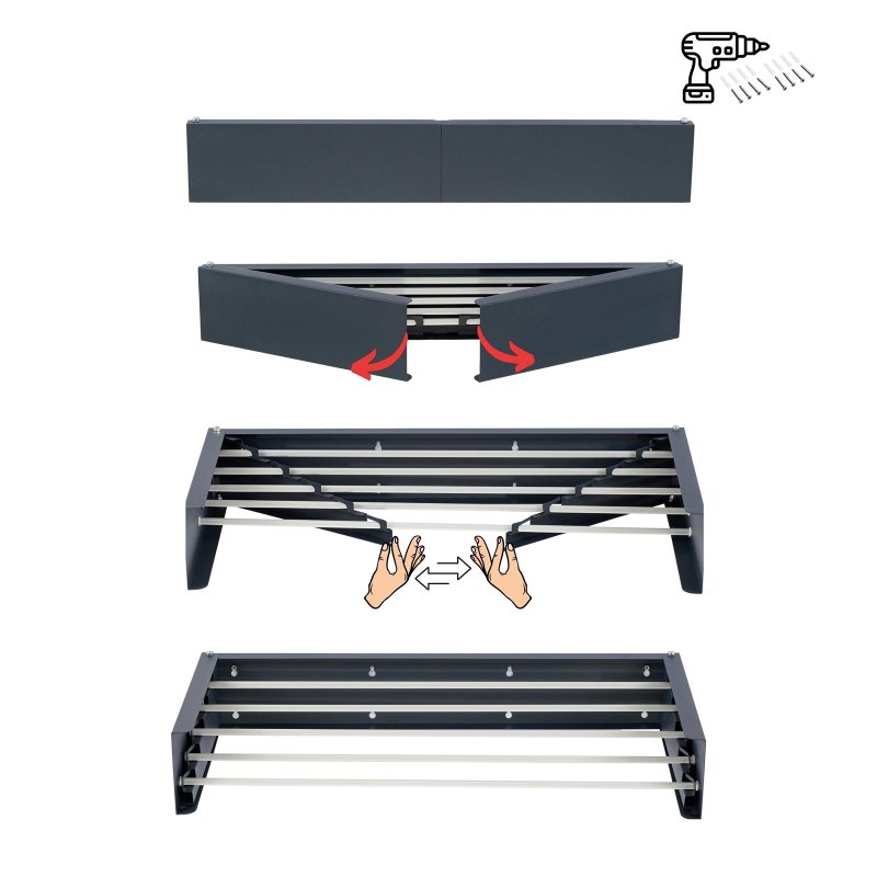 Foxydry Hide - waslijn 71cm antraciet - intrekbaar