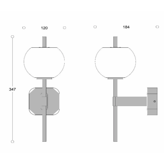 Lucide Elda - wandlamp - 18,4 x 12 x 34,5 cm - IP44 - zwart