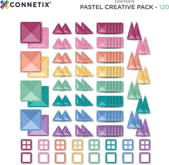 CONNETIX - Magnetisch Tegels - Pastel Creatief Pakket - 120 Stuks