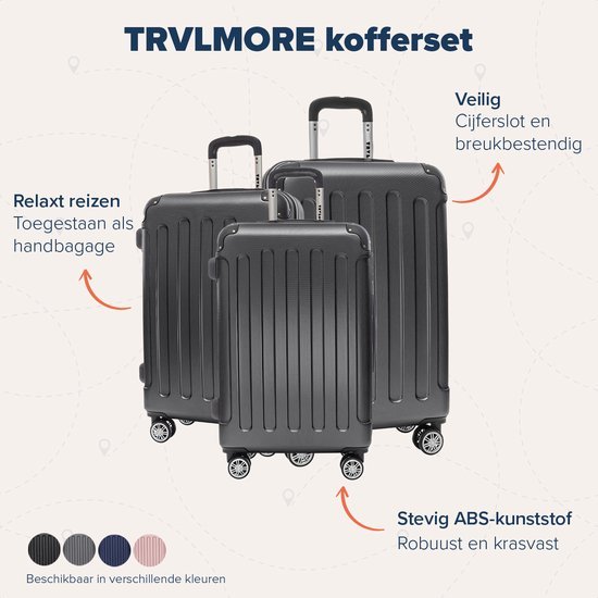 TRVLMORE Kofferset - 3 Delig - Zwart