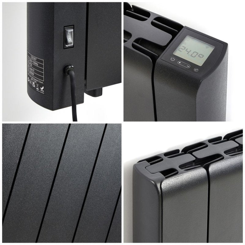 Slimme Elektrische Keramische Kachel met Stekker 1500W - 57cm x 53,4cm - Grafiet | Kera - ECOSO van Hudson Reed