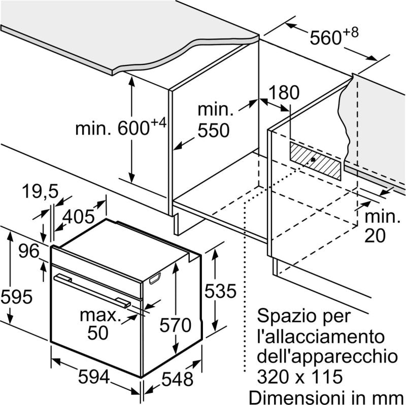 Bosch inbouwoven HQA534BB3 - Serie 4 - Zwart