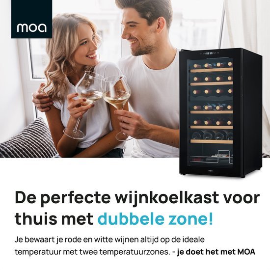 Wijnkoelkast voor 28 Flessen MOA-WC82 - Wijnklimaatkast Vrijstaand - Zwart