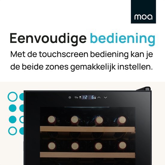 Wijnkoelkast voor 28 Flessen MOA-WC82 - Wijnklimaatkast Vrijstaand - Zwart
